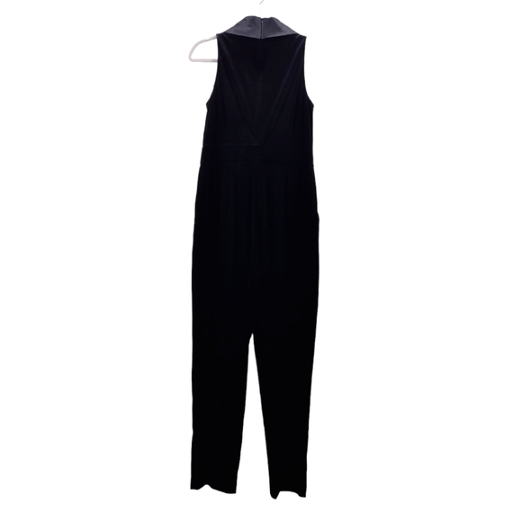 NWT Eliza J Women's Sleeveless Velvet Tuxedo Jumpsuit Black Size 8 - Picture 5 of 11